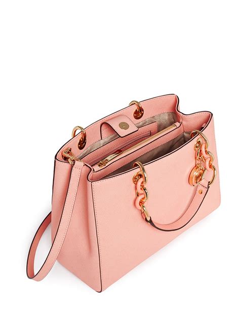 michael kors cynthia medium leather satchel soft pink|Cynthia Medium Saffiano Leather Satchel .